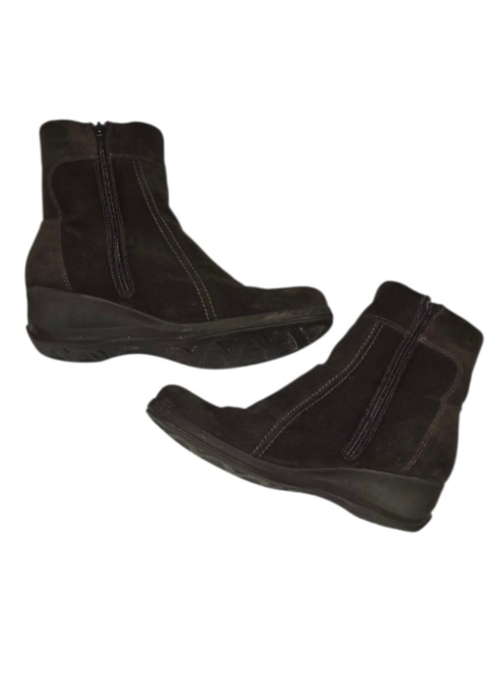 La Canadienne Felicia Suede Water Resistant Wedge Boots in Brown Size 9.5M